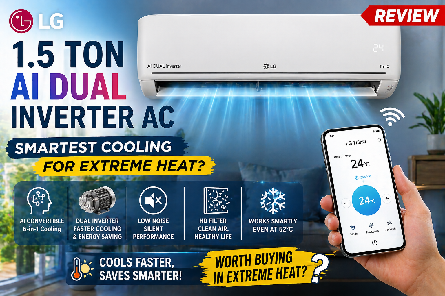 LG 1.5 Ton AI DUAL Inverter AC Review: Smartest Cooling for Extreme Heat?