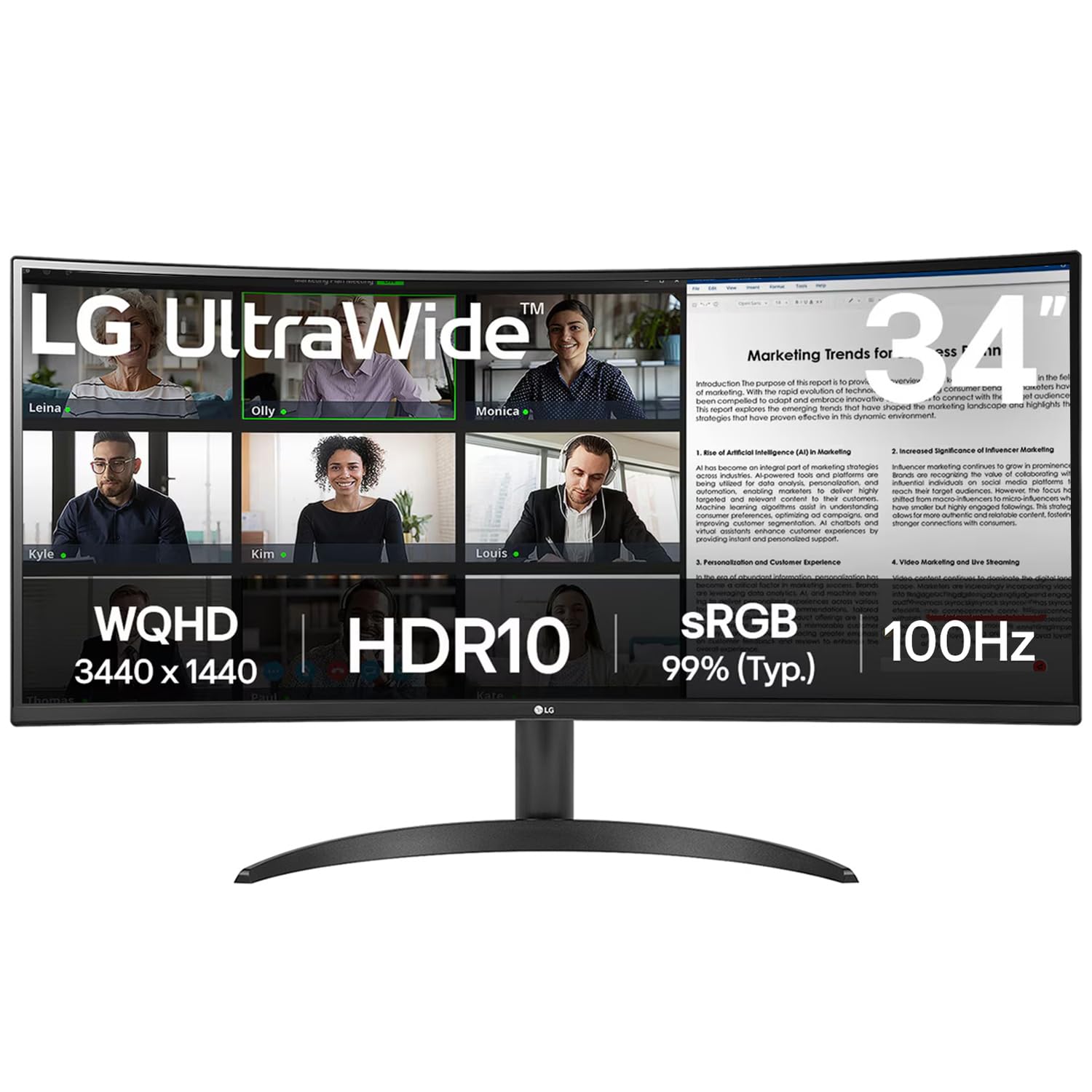 LG 34 Inch Curved Ultrawide Monitor
